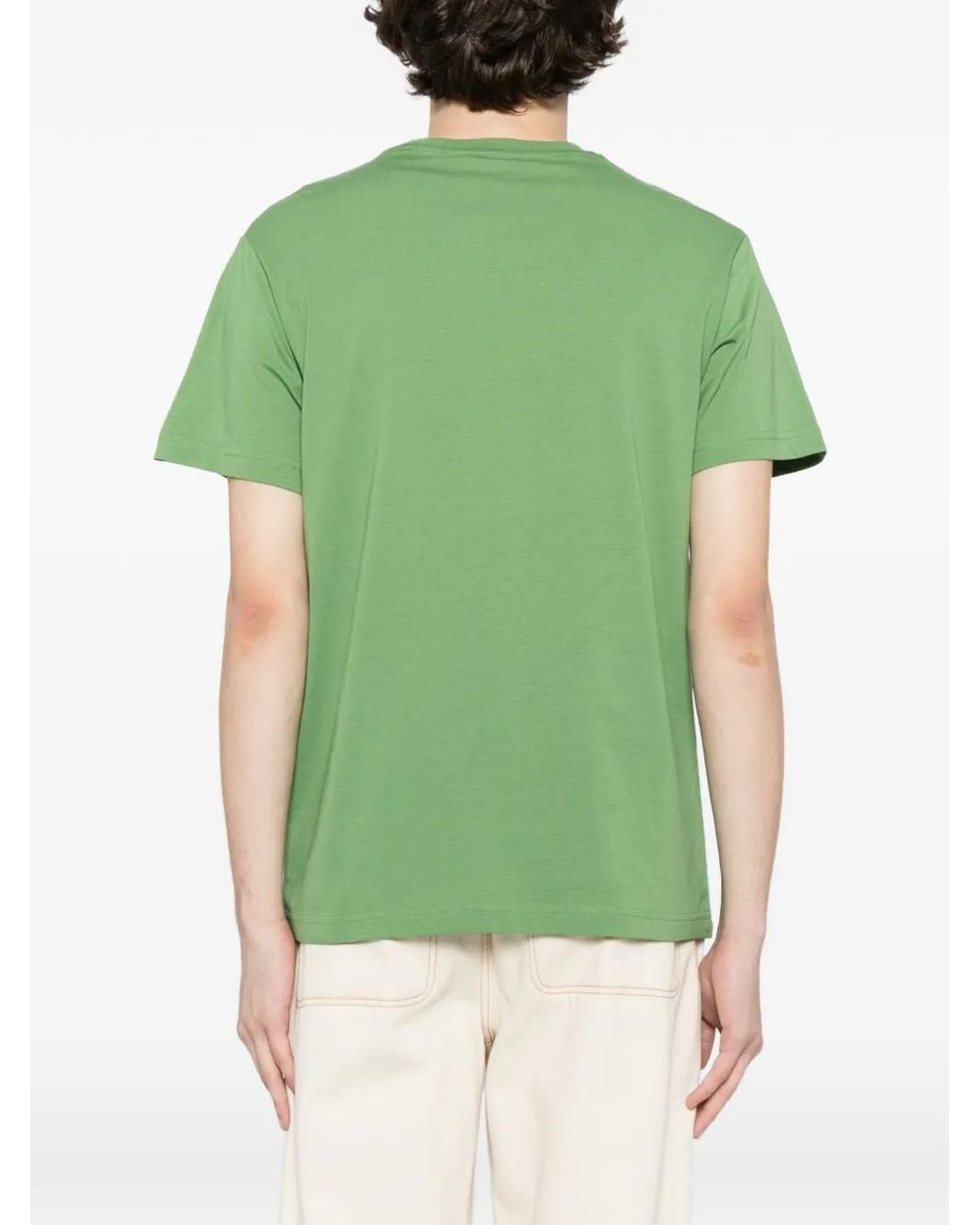 Roberto Cavalli Green Graphic-Print Cotton T-Shirt for men
