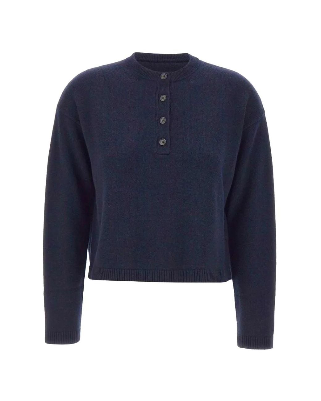 Max Mara Blue London Half-Buttoned Sweater