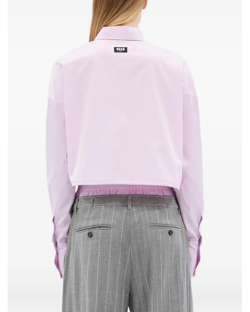 MSGM Pink Buttoned Cropped Shirt