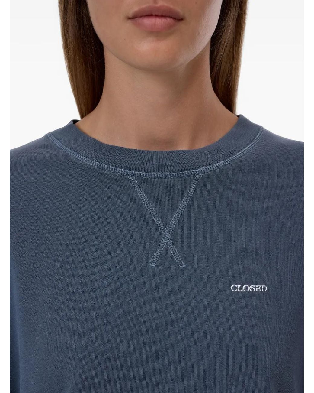 Closed Blue T-Shirt À Logo Imprimé