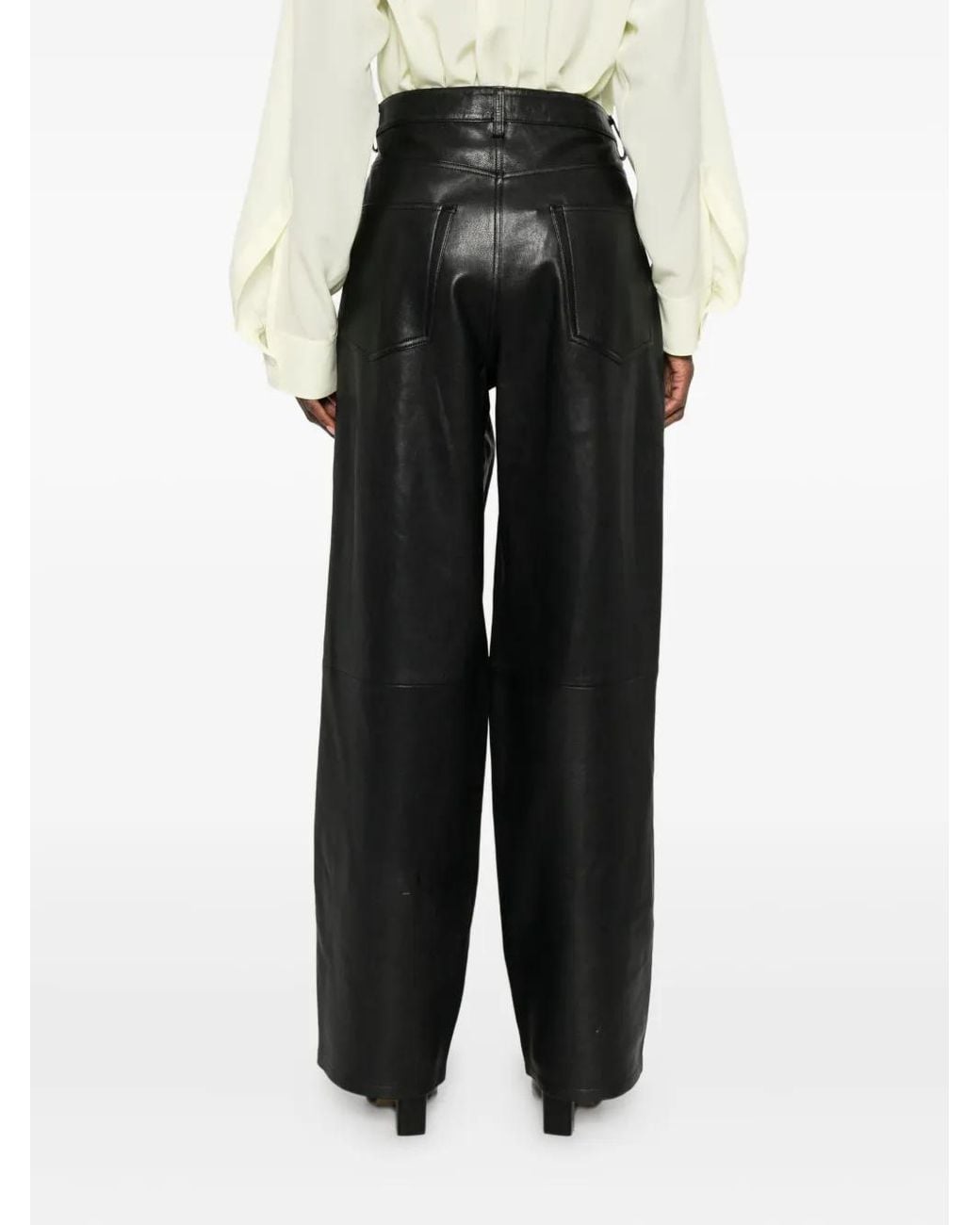 Rohe Black Baggy Leather Trousers