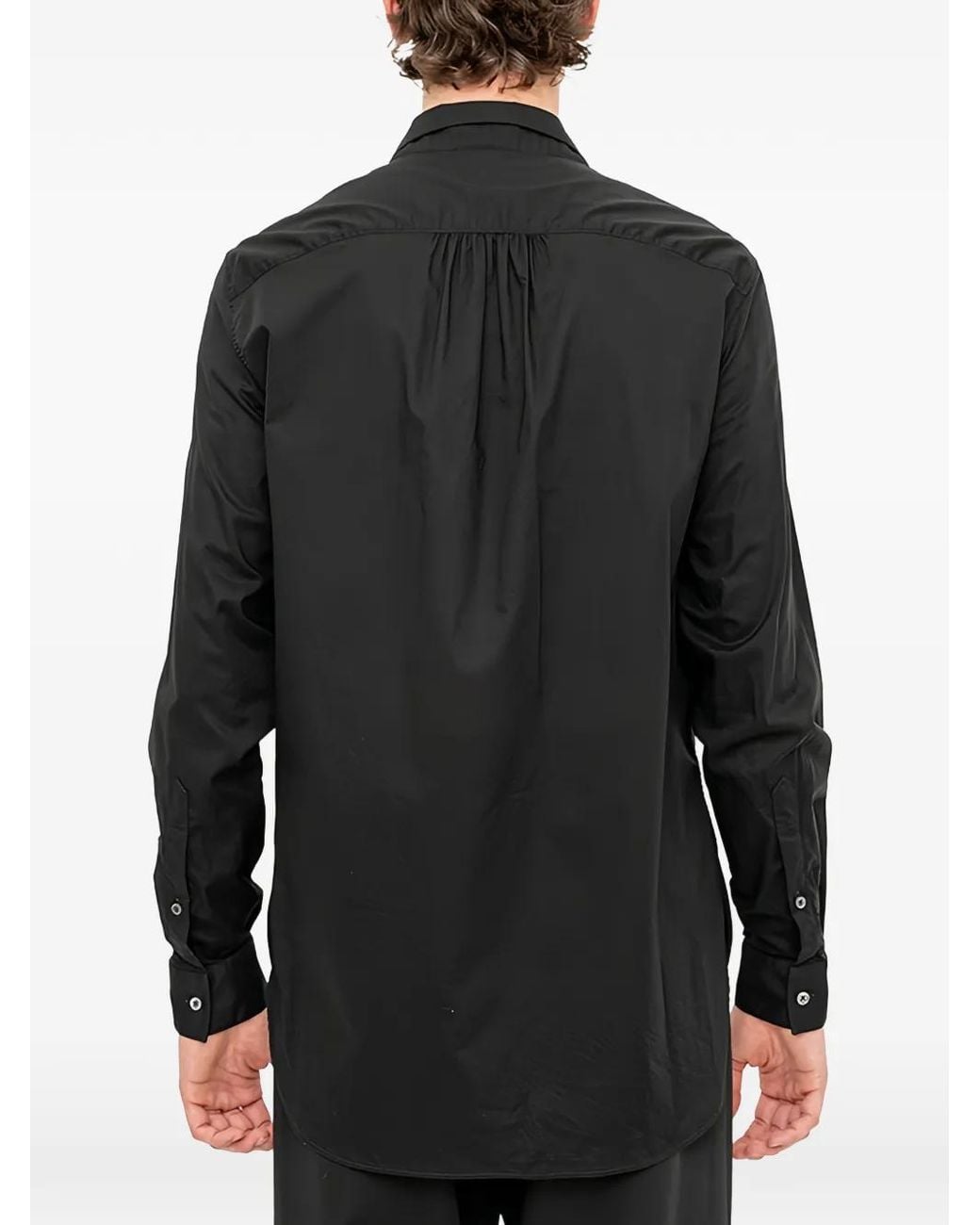 Ann Demeulemeester Black Stack Tie-Detail Shirt for men
