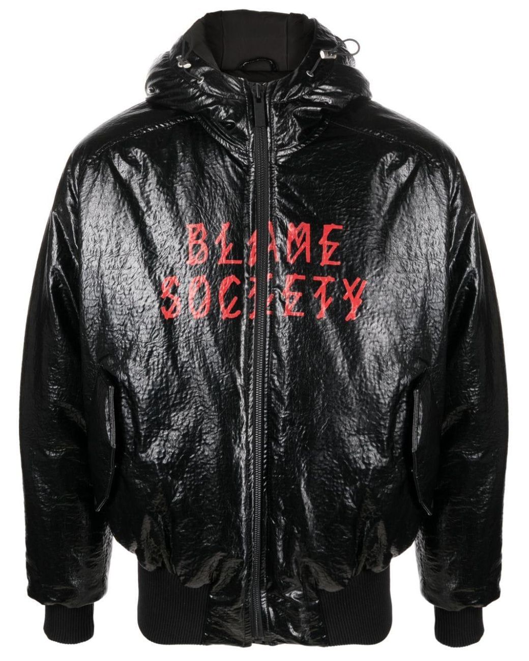 44 LABEL GROUP Crinkle graphic-print bomber jacket - Black