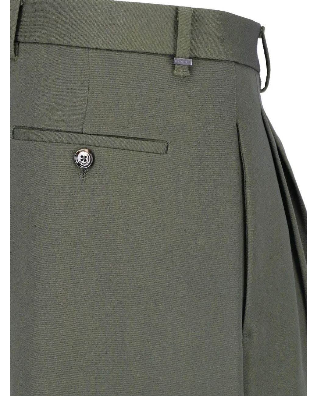 BE ABLE Green Pleated-Detail Straight-Leg Trousers for men