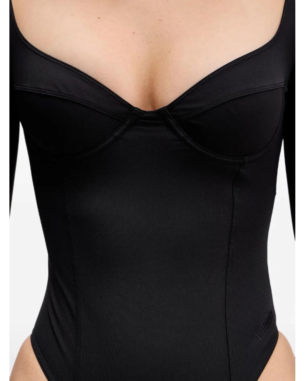 Vetements Black Sweetheart-Neck Bodysuit