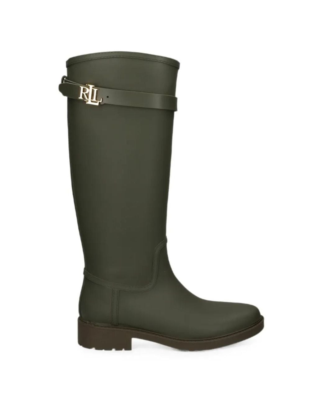 Ralph Lauren Green Bottines À Plaque Logo Et Boucle