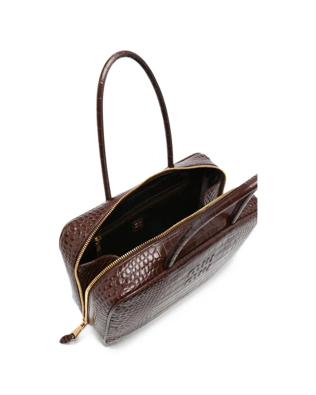 Miu Miu Brown Croc-Effect Leather Tote Bag