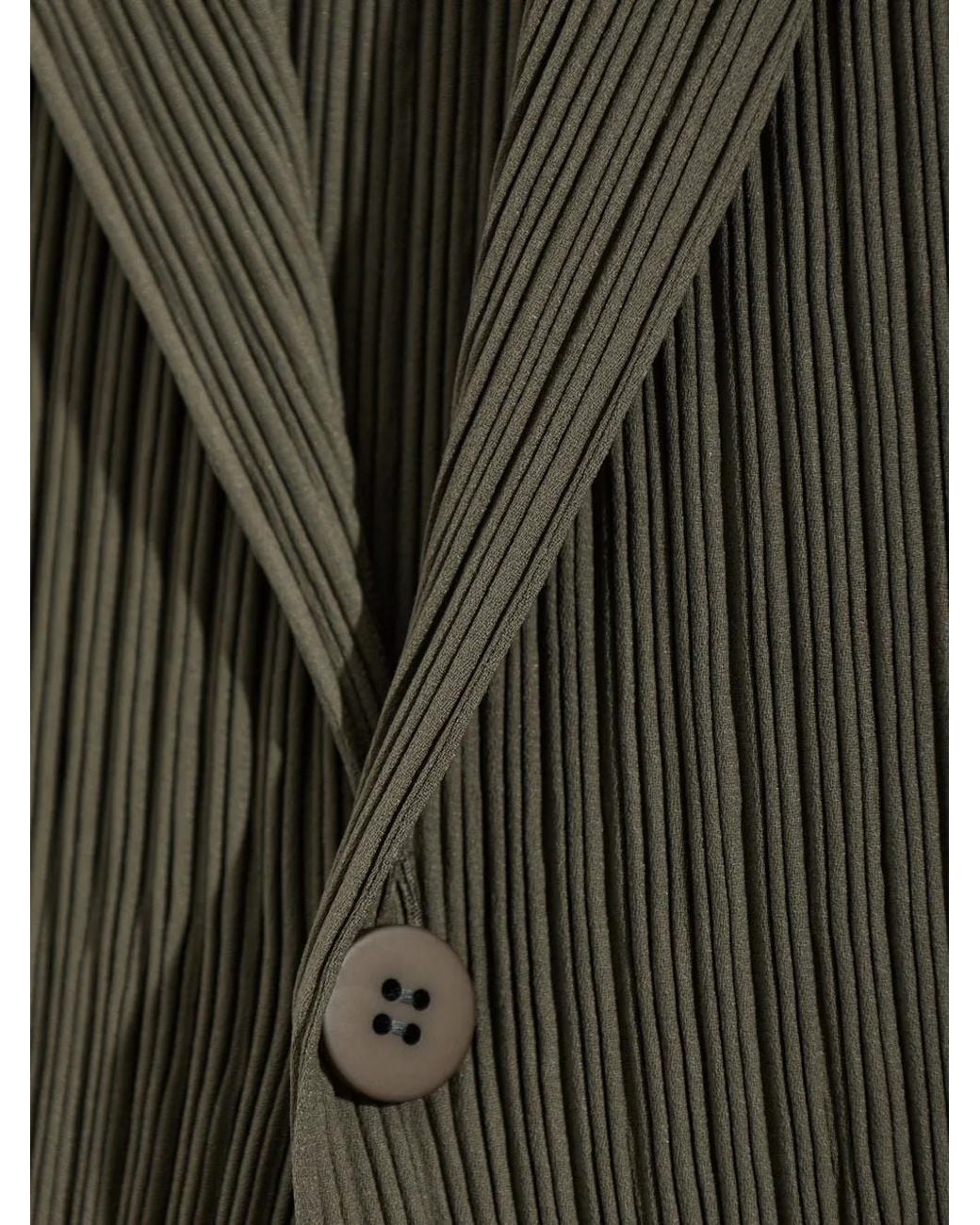 Issey Miyake Green Pleated Notch-Lapel Jacket