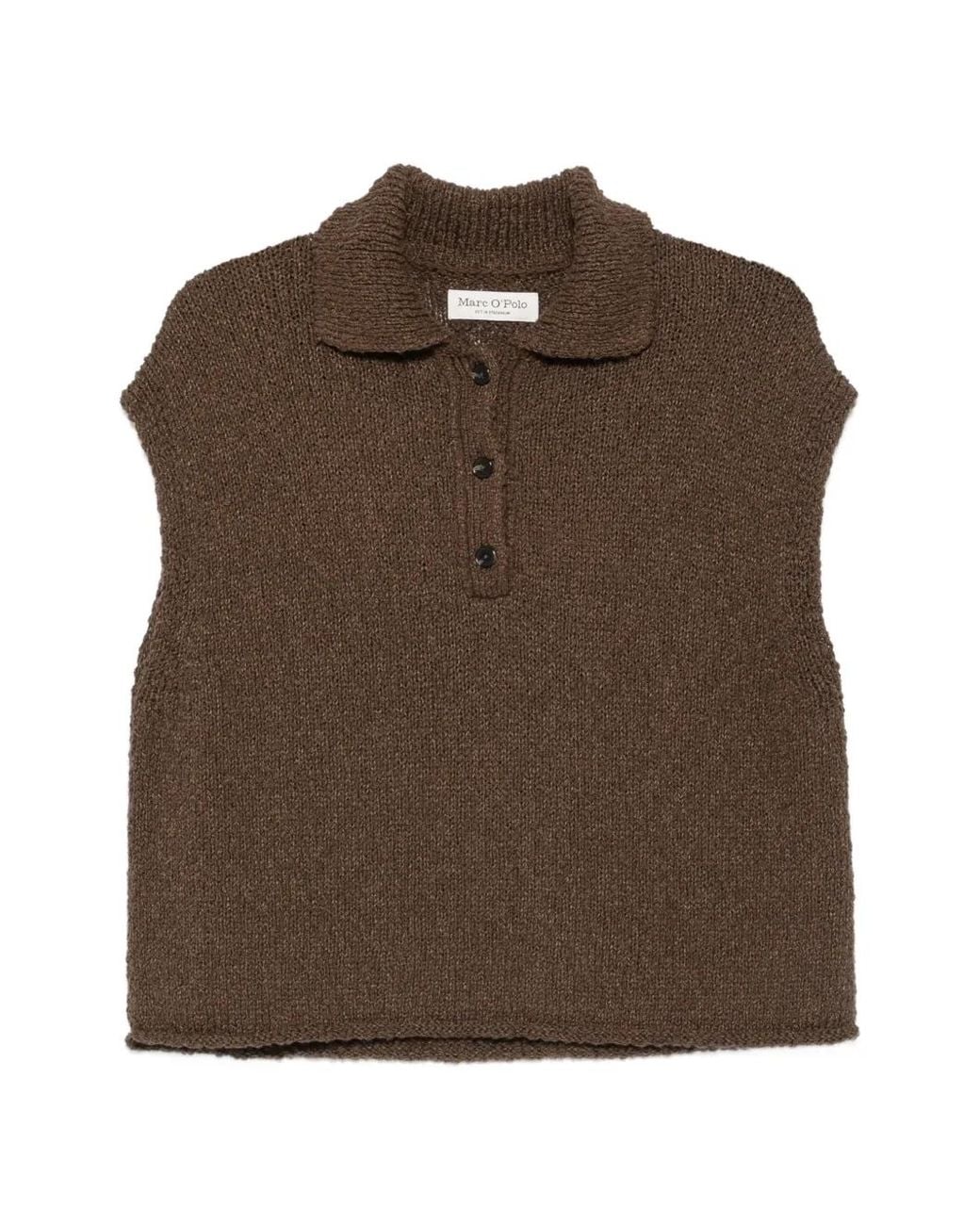 Marc O' Polo Brown Sleeveless Polo Top