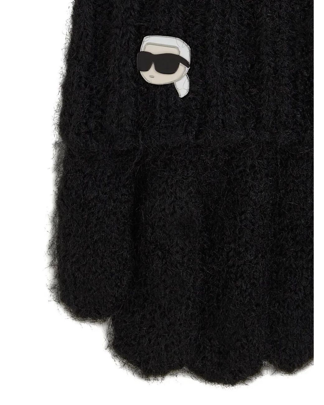 Karl Lagerfeld Black Ikon Pin Knitted Gloves