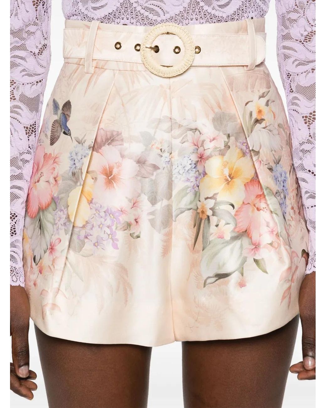 Zimmermann Natural 'Illuminate Tuck' Shorts