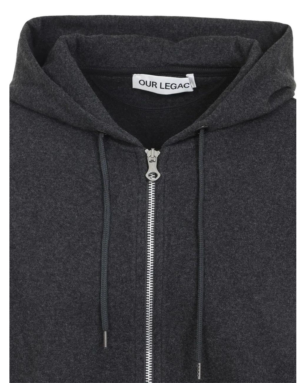Our Legacy Black Zip-Up Cotton Hoodie for men