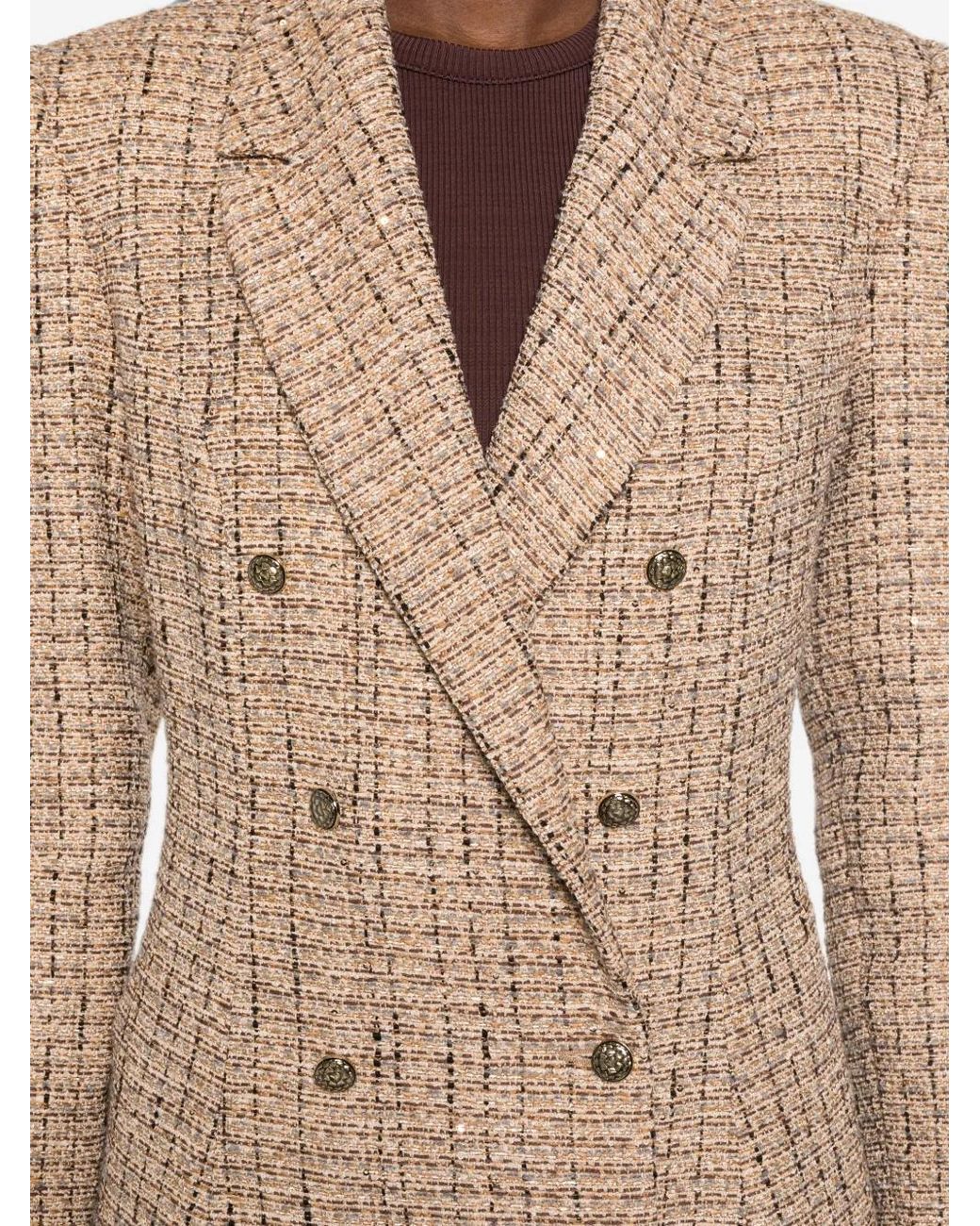 DE SANTIS Natural Manteau Croisé À Revers Crantés