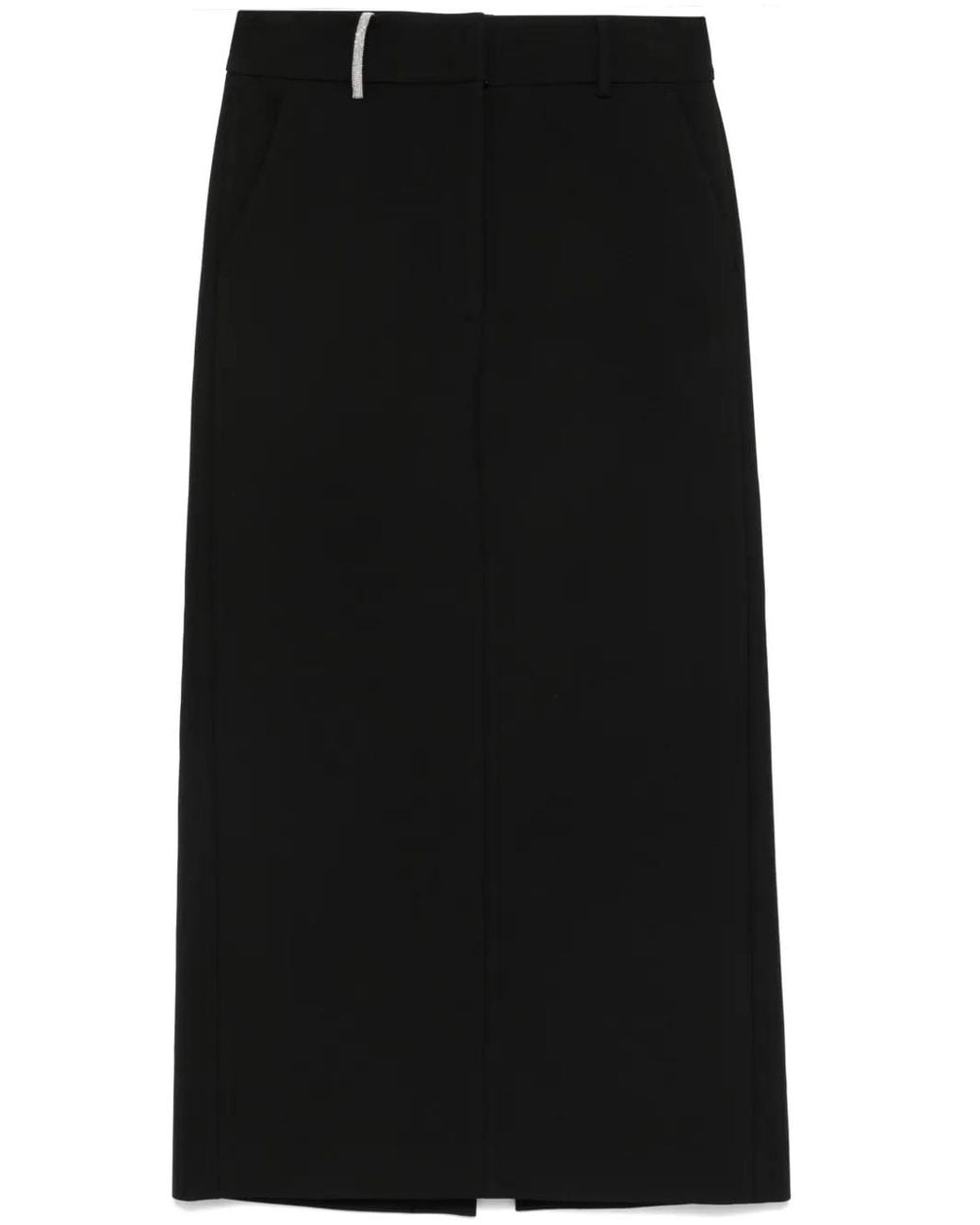 Peserico Black Straight-Cut Midi Skirt