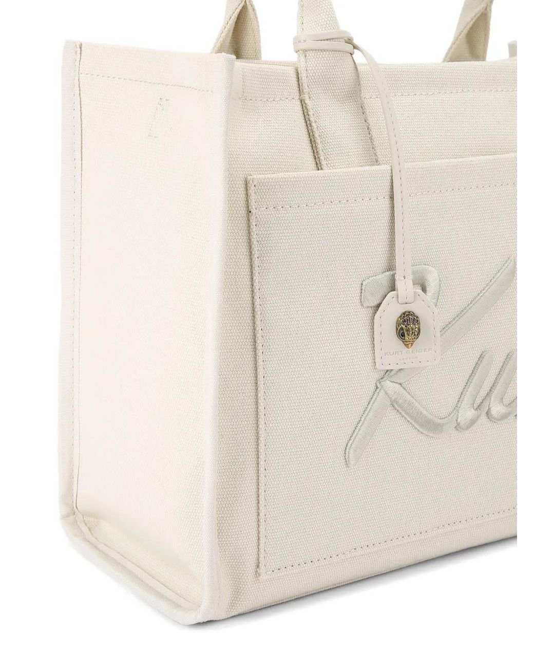 Kurt Geiger White Kurt Embroidered Tote Bag