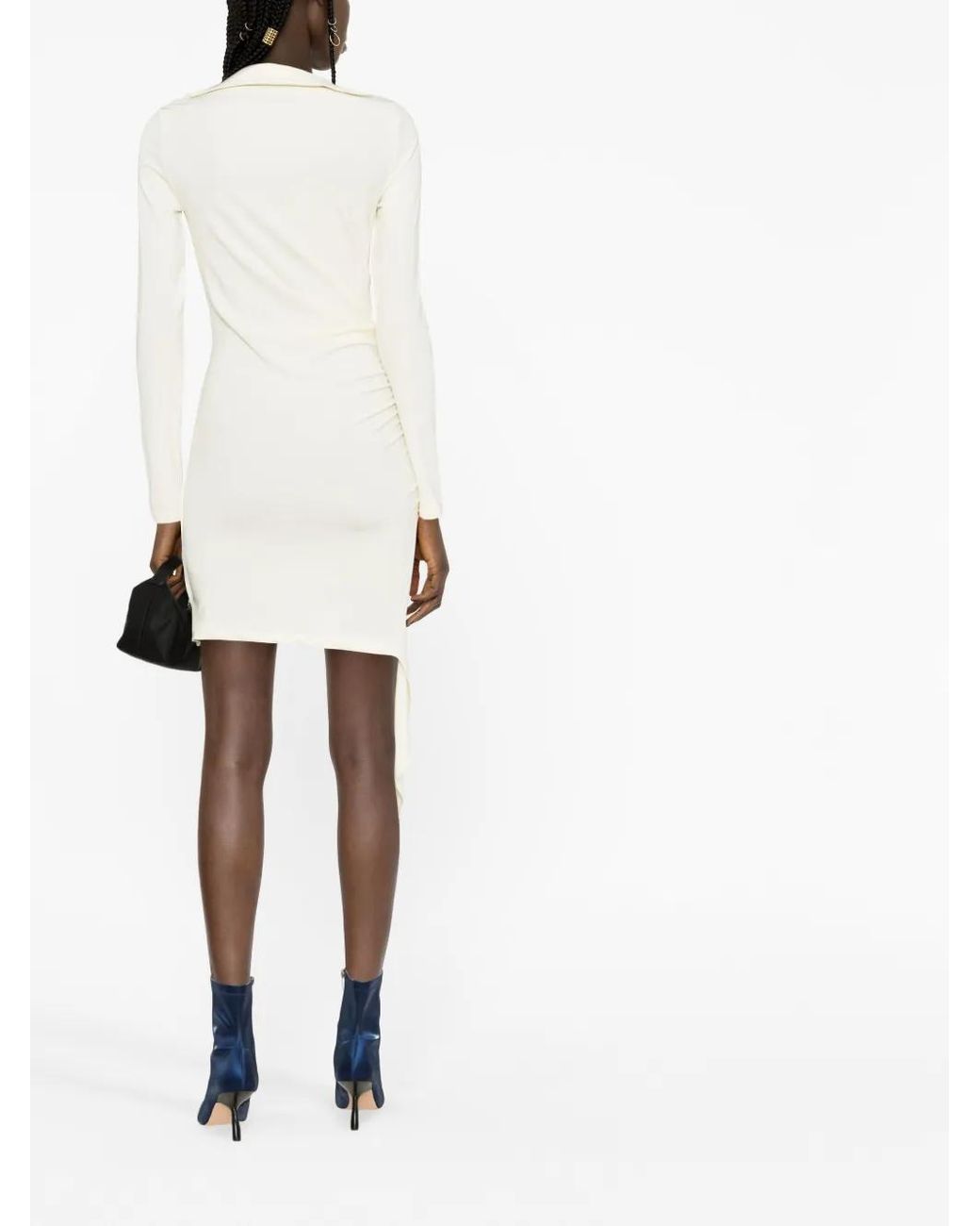 Off-White c/o Virgil Abloh White Viscose Crepe Draped Mini Dress