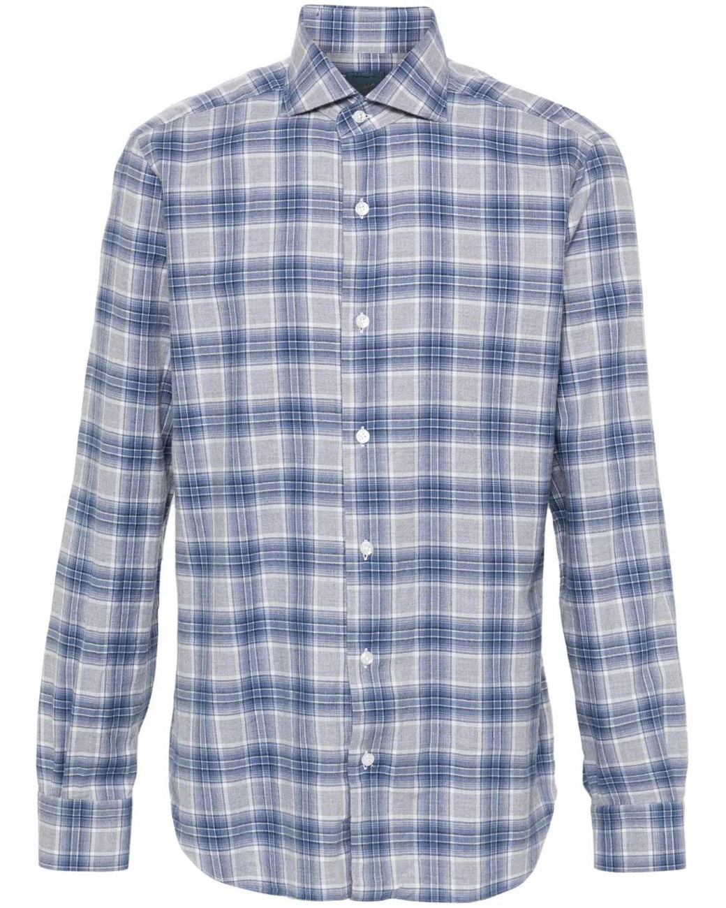 Barba Napoli Blue Checked Shirt for men