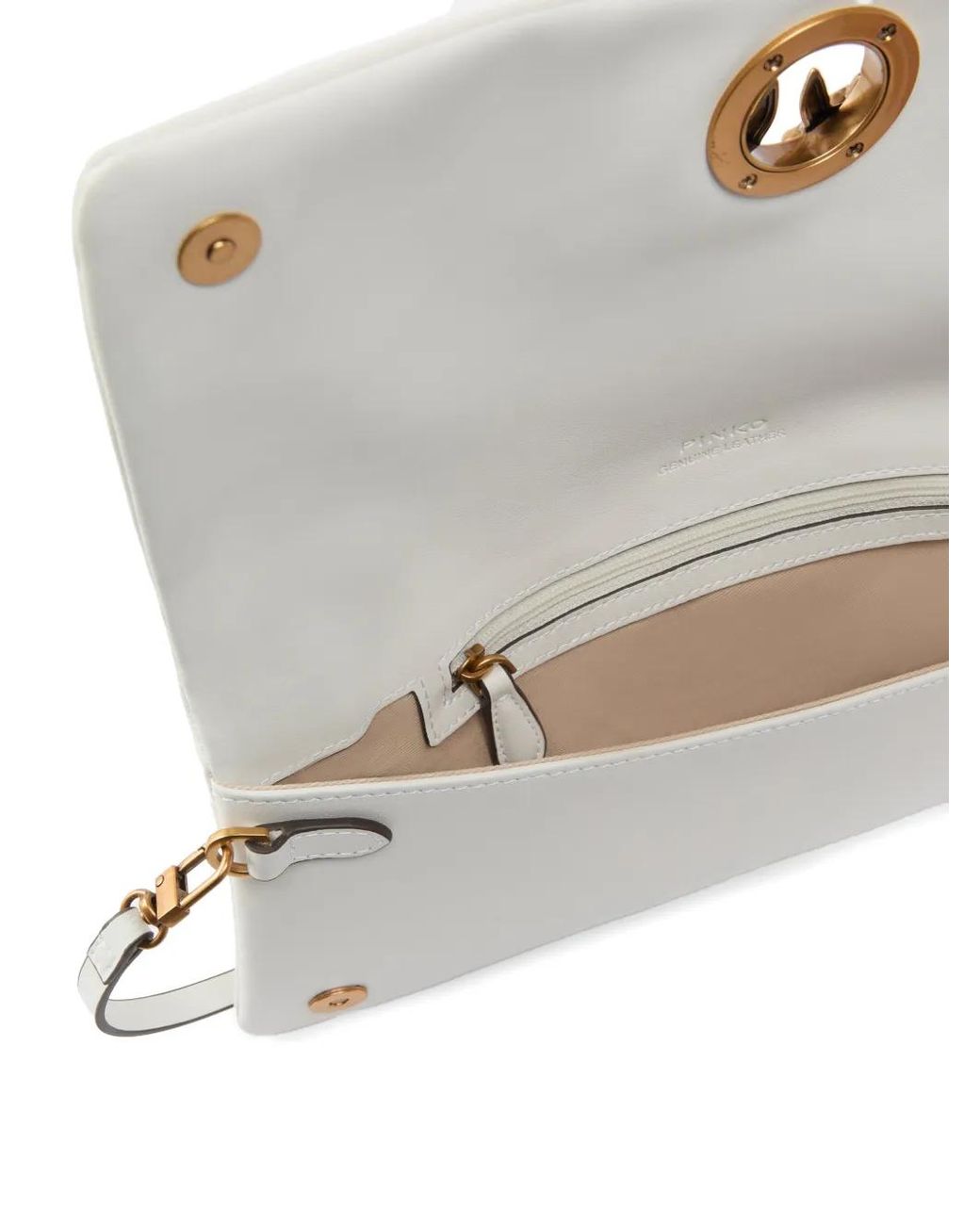 Pinko White Love Click Soft Horizontal Medium Crossbody Clutch