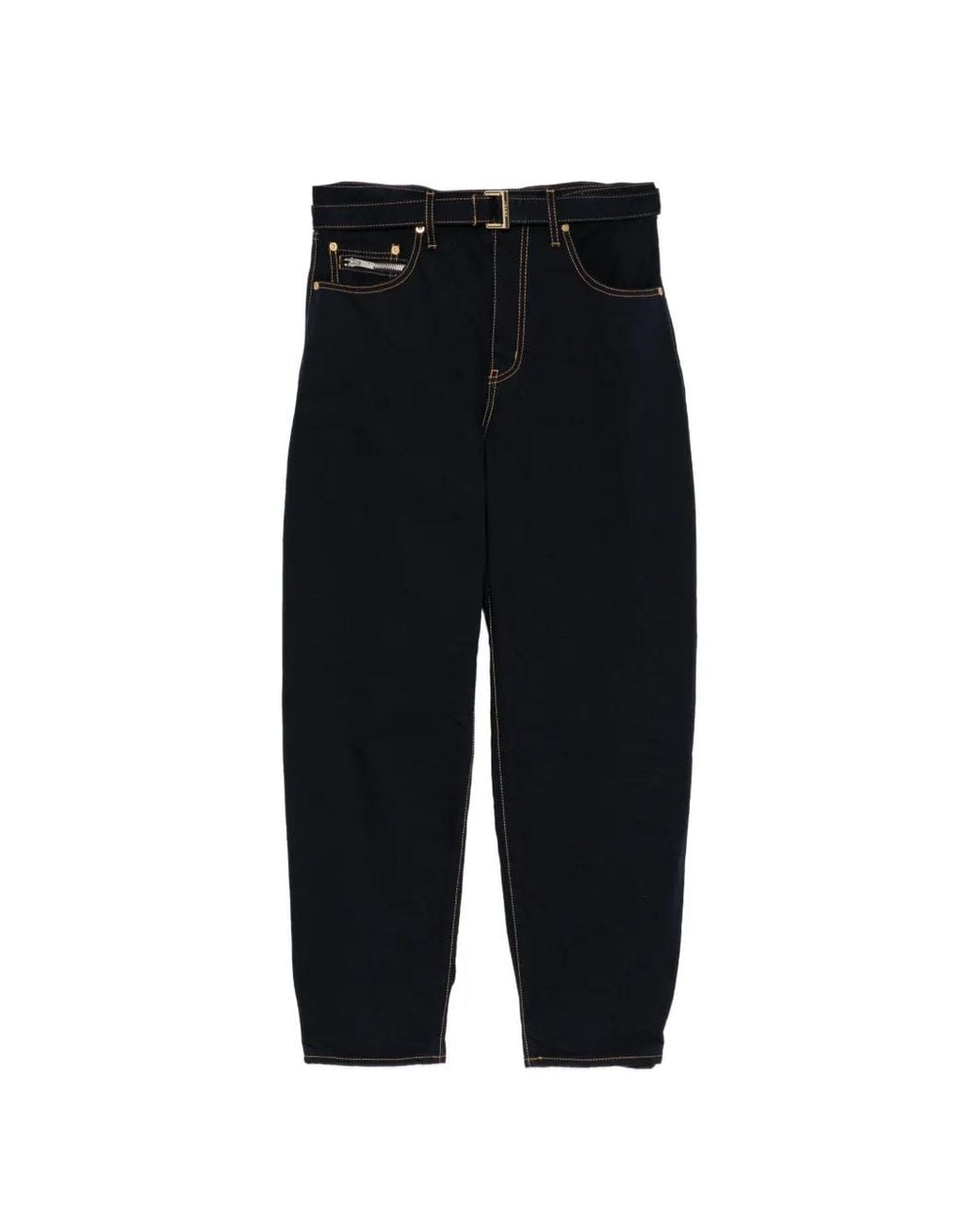Sacai Black Jean Cigarette À Taille Ceinturée for men