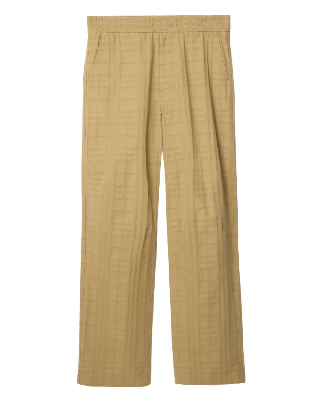 Burberry Natural Textured Check Cotton Trousers for men