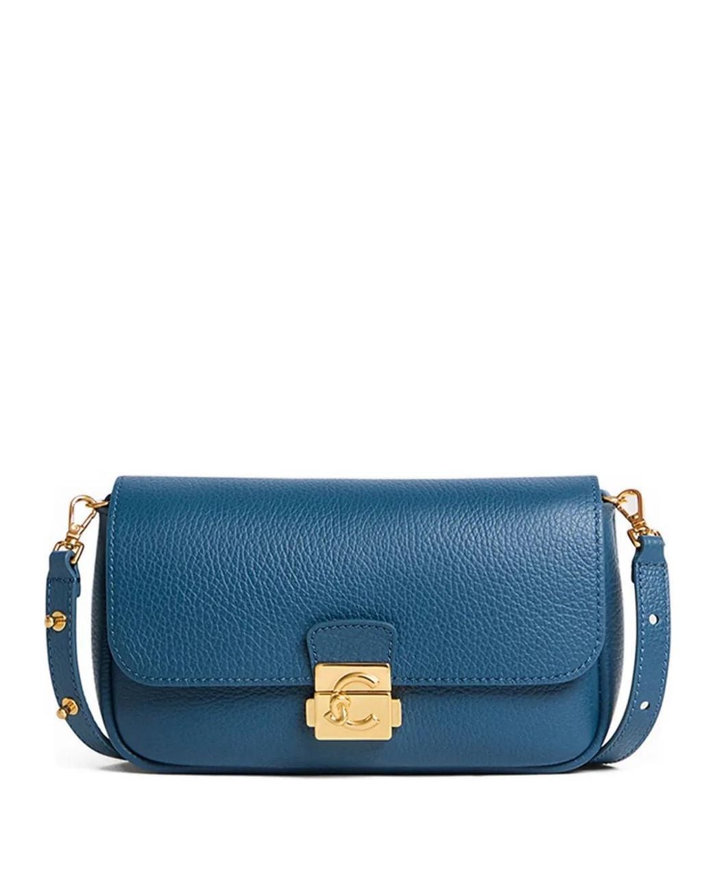 Coccinelle Blue Mini Logo-Plaque Shoulder Bag