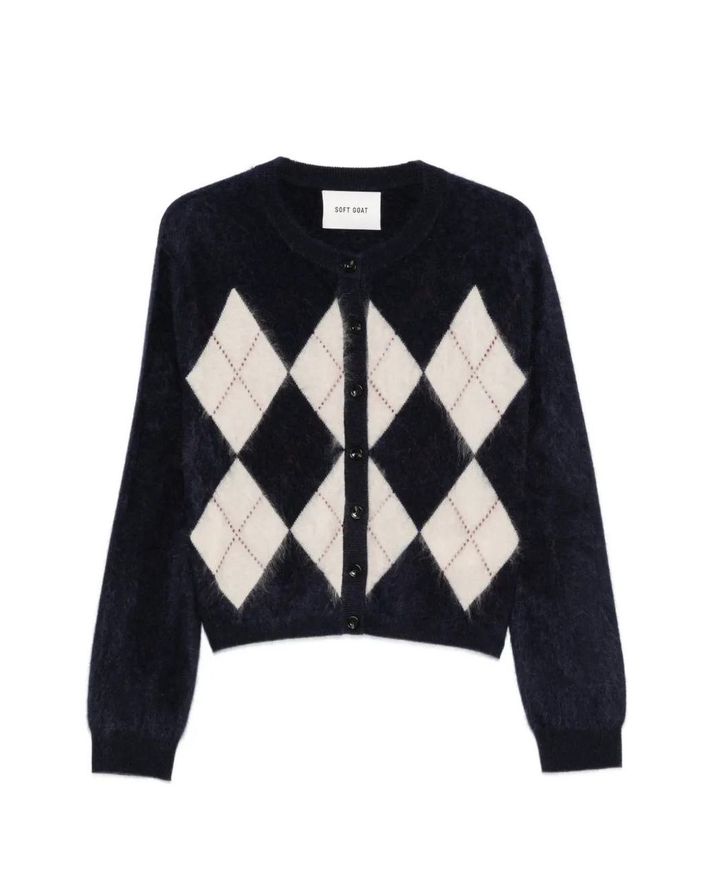 Soft Goat Blue Argyle Cashmere Cardigan