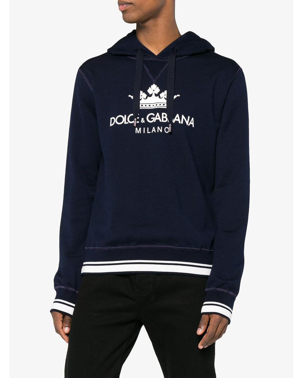 Dolce & Gabbana Milano Logo Hooded Sweatshirt in Blue for Men | Lyst Canada