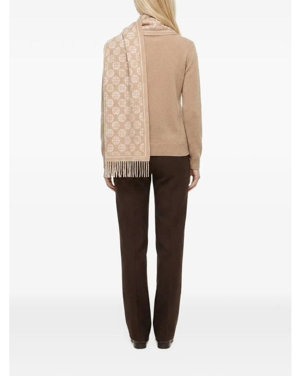 Givenchy White 4G Monogram Fringed Scarf