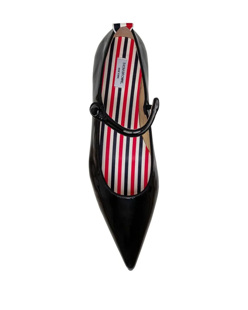 Thom Browne Black Pointed-toe Patent Ballerina Shoes