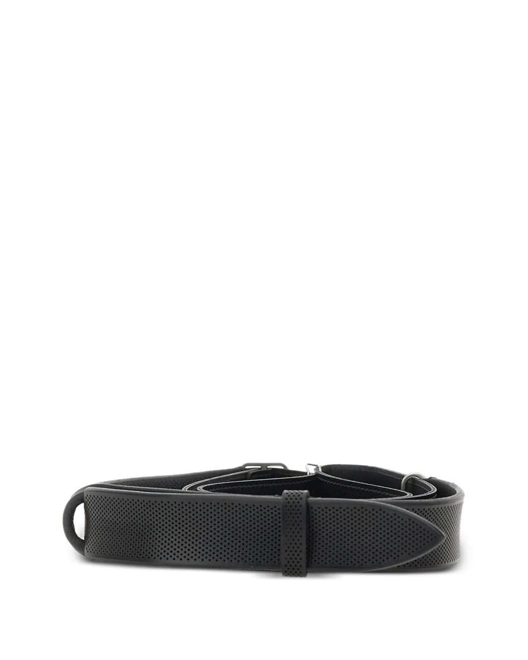 Orciani Black Nobuckle Laser-Perforated Belt for men