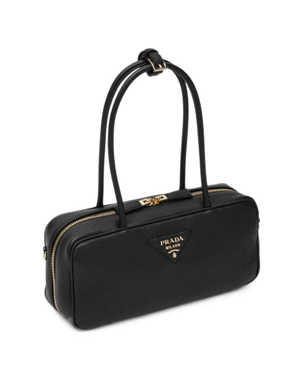 Prada Black Logo-Plaque Shoulder Bag