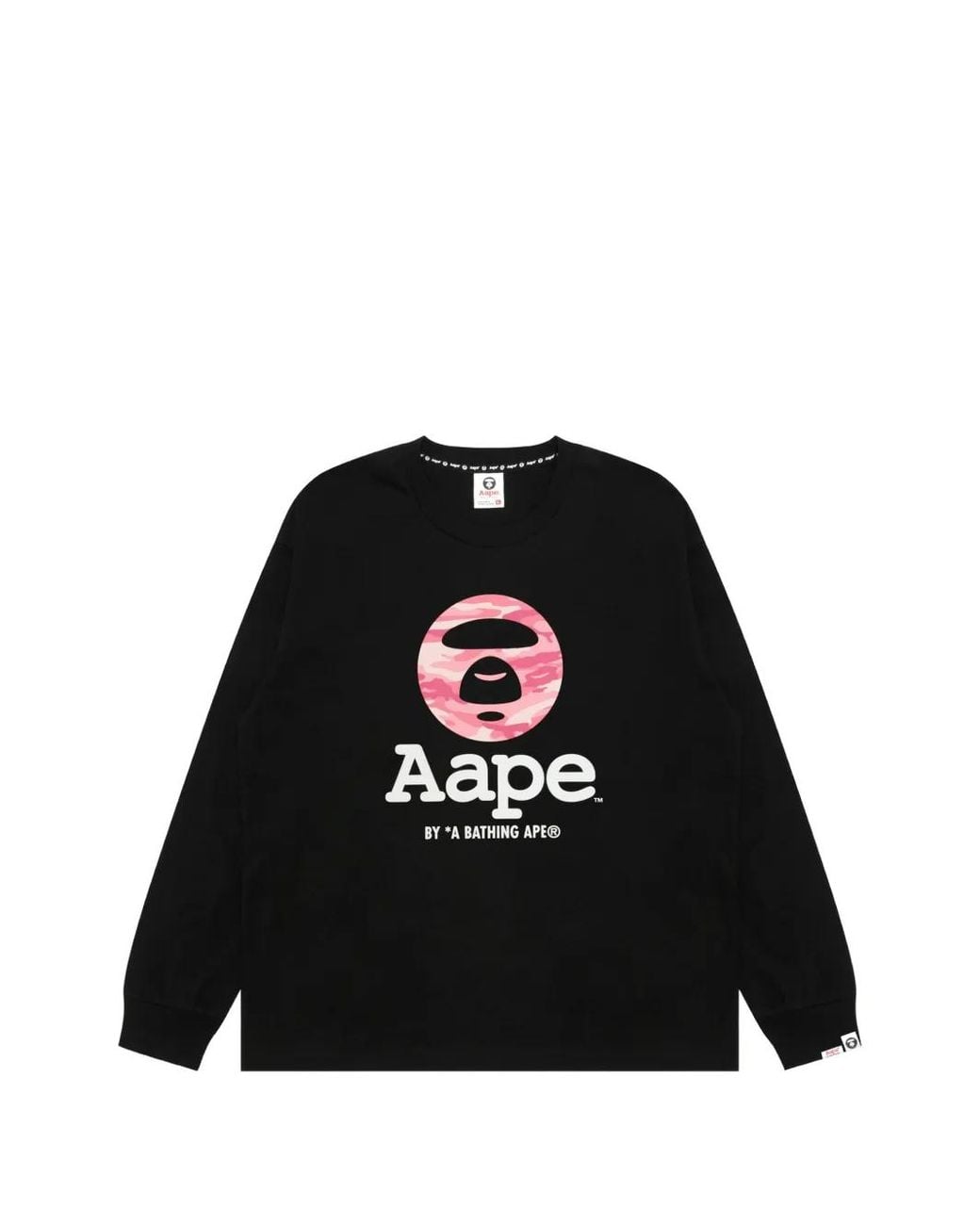 Aape By A Bathing Ape Black Aapeunvs Logo-Print Long-Sleeve T-Shirt for men