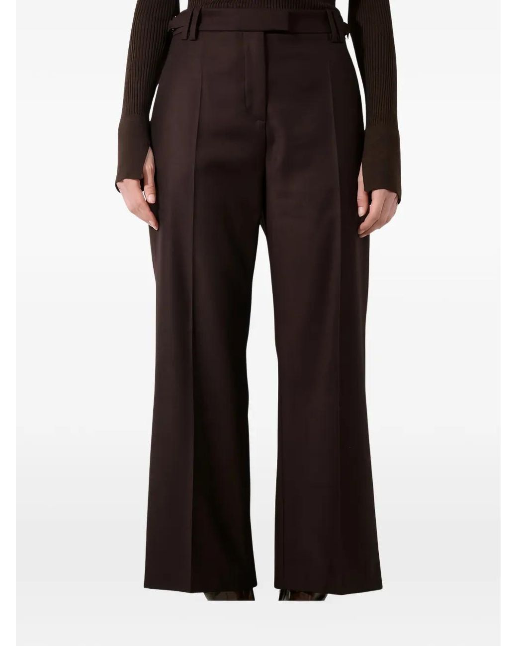Barbara Bui Black Buckle-Waist Flannel Trousers