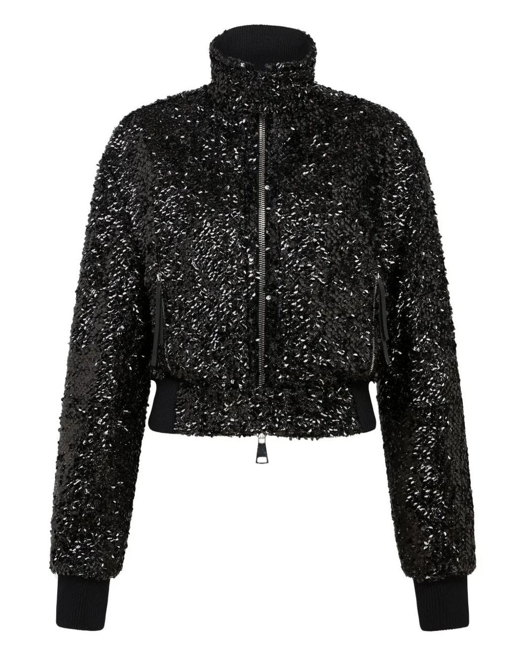 16Arlington Black Cosima Sequin Embellished Bomber Jacket