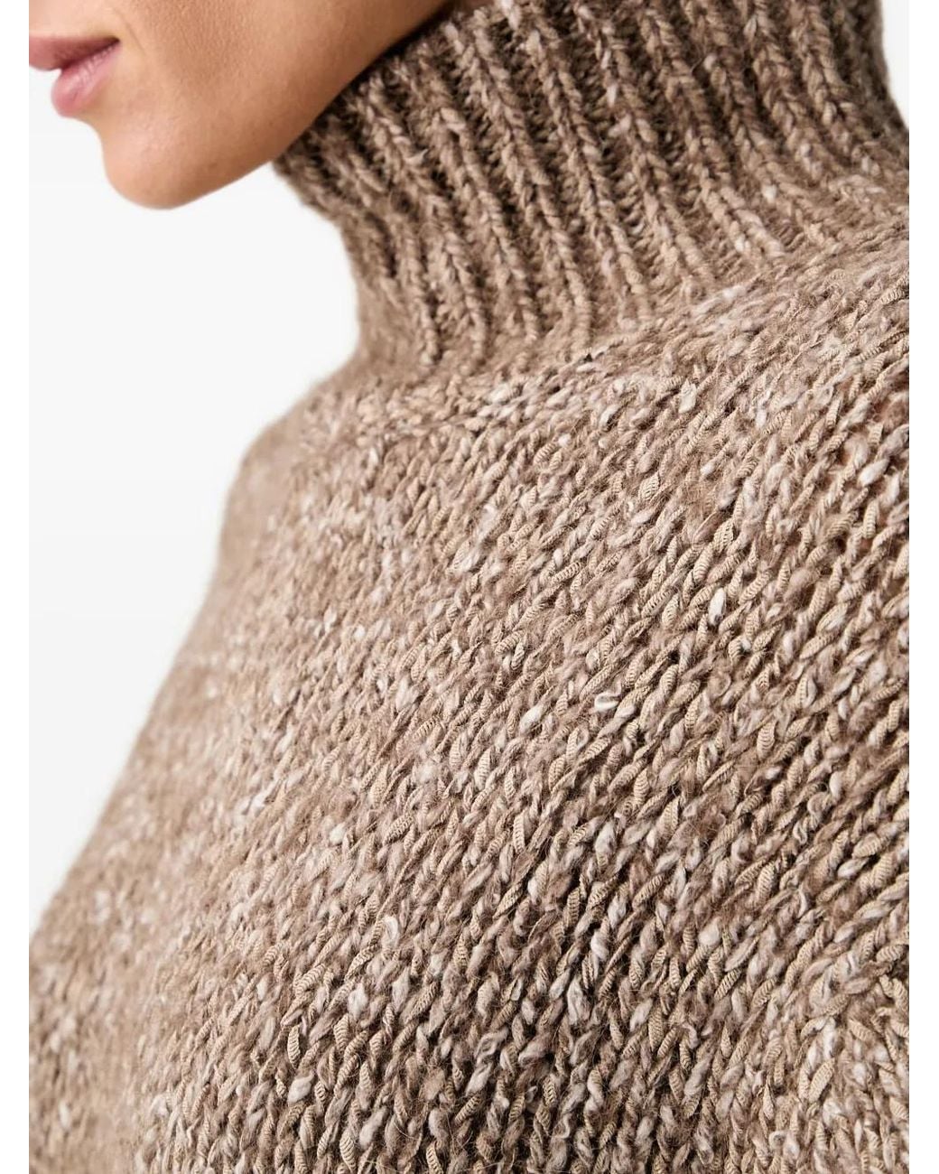 Marc O' Polo Brown Pull En Maille Épaisse Et Col Montant