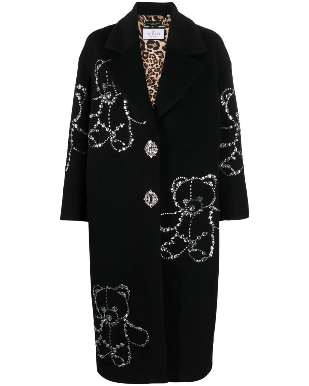 Philipp Plein Black Castoni Teddy Bear Oversized Coat