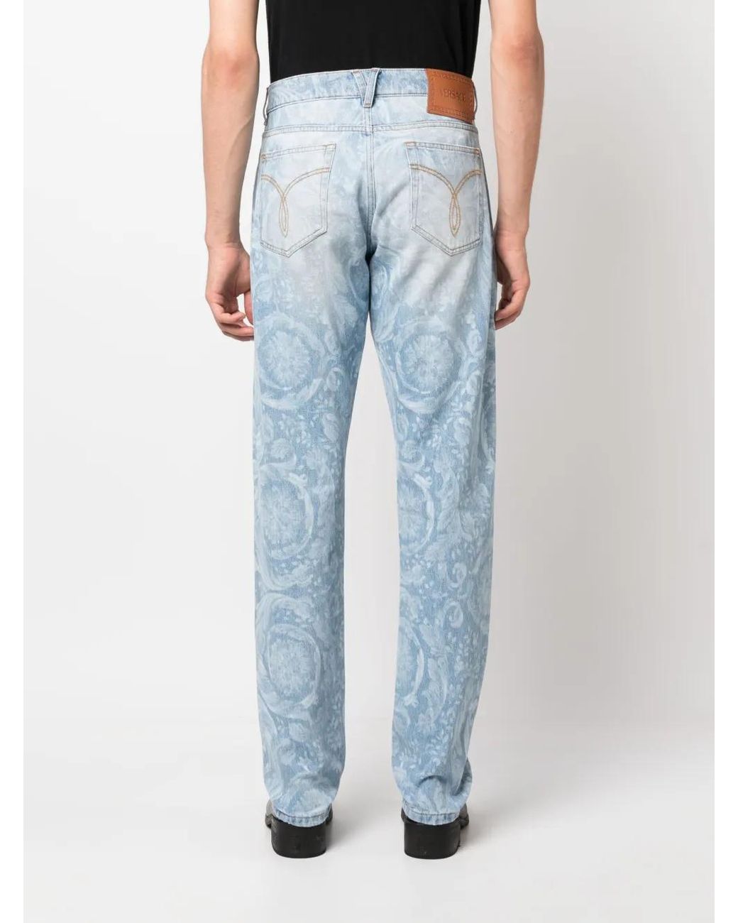 Versace Logo-Print Jeans With Classic Five-Pocket Design in Blue für Herren