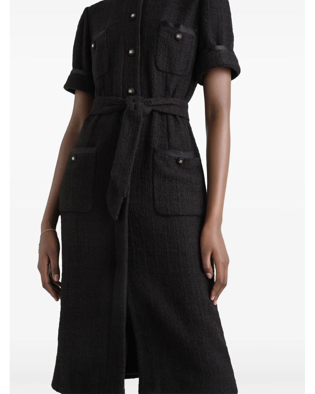 Dolce & Gabbana Black Belted Shirtdress