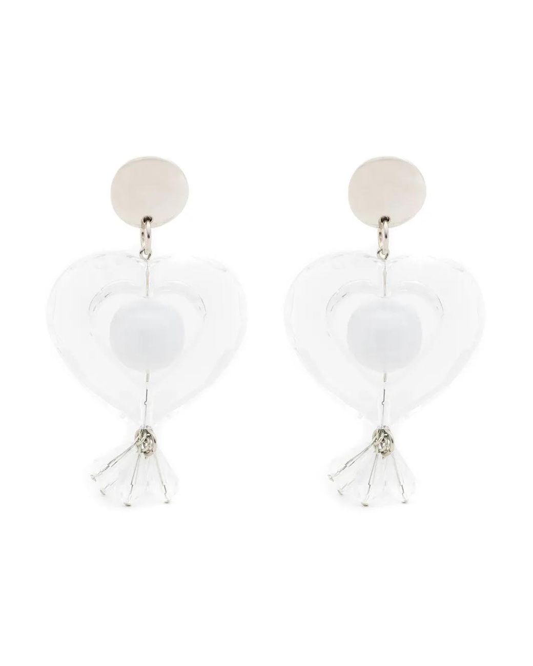 Amir Slama White Heart-Motif Drop Earrings