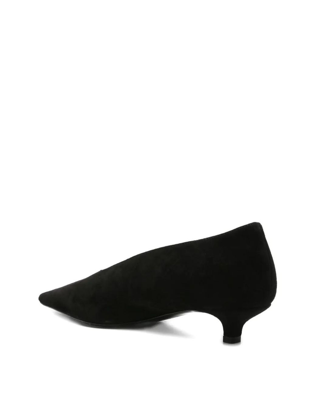 Totême Black Sharp Suede Kitten Pumps