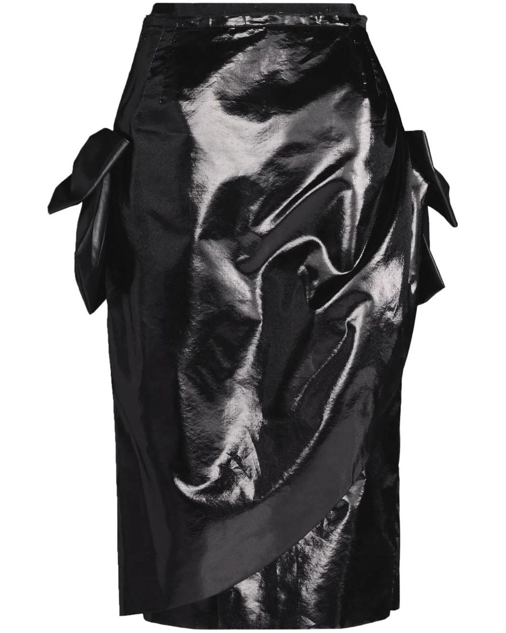 Maison Margiela Black Bow-Detail Asymmetric Midi Skirt