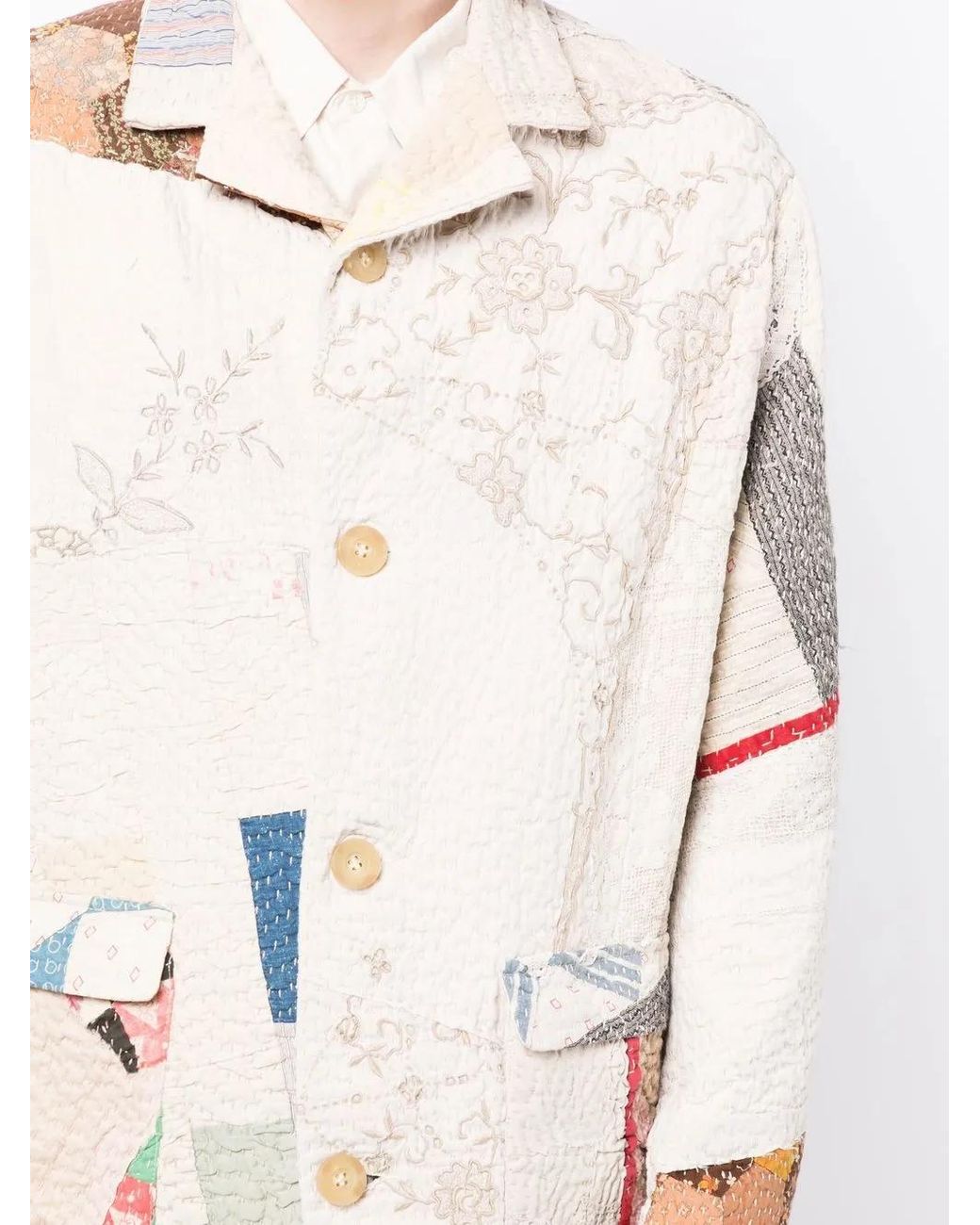 By Walid Natural Noah Patchwork-Design Jacket for men