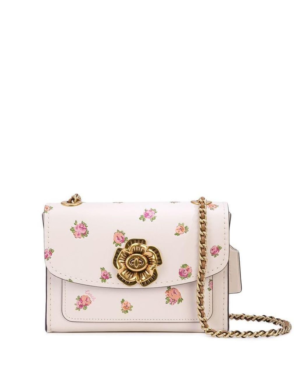 COACH Floral Print Crossbody Bag in White | Lyst