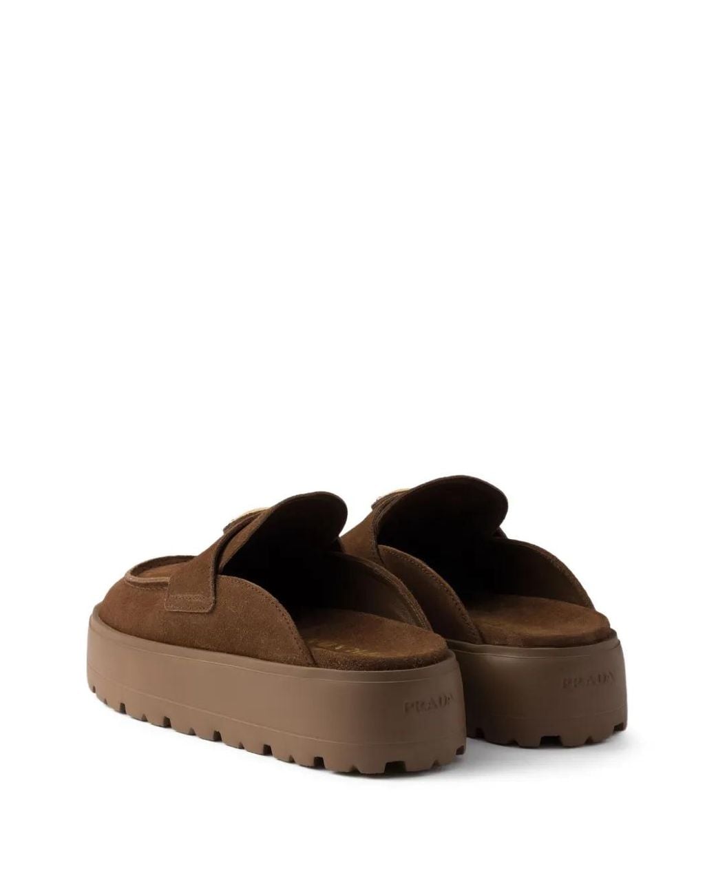 Prada Brown Suede Platform Mules