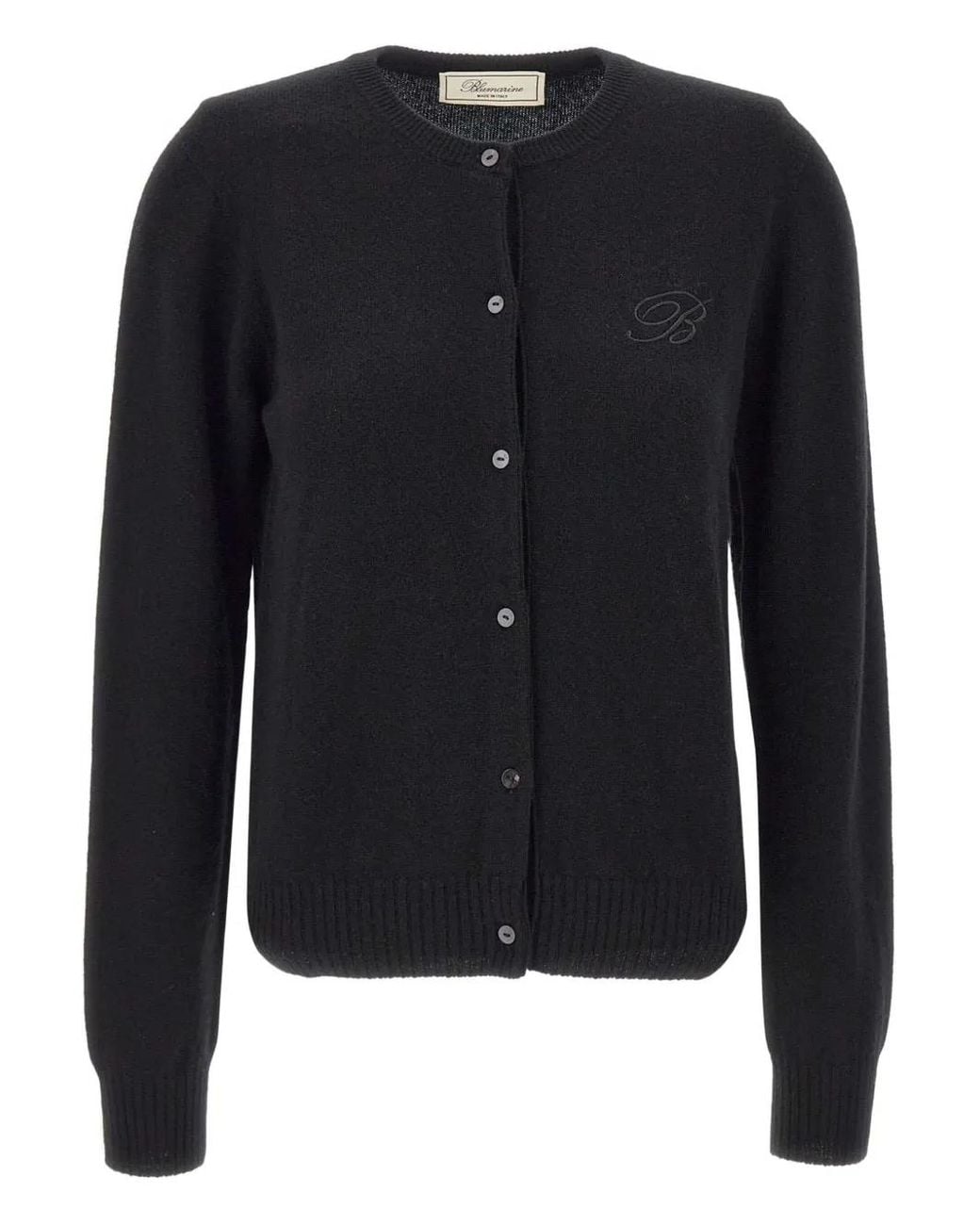 Blumarine Blue Embroidered Logo Button Cardigan