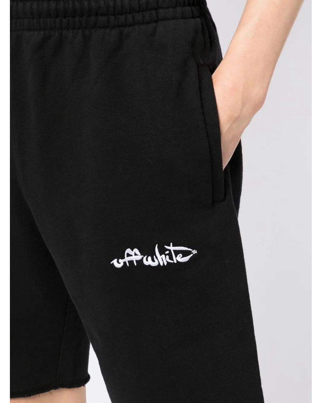 Off-White c/o Virgil Abloh Black Script Logo Track Shorts for men