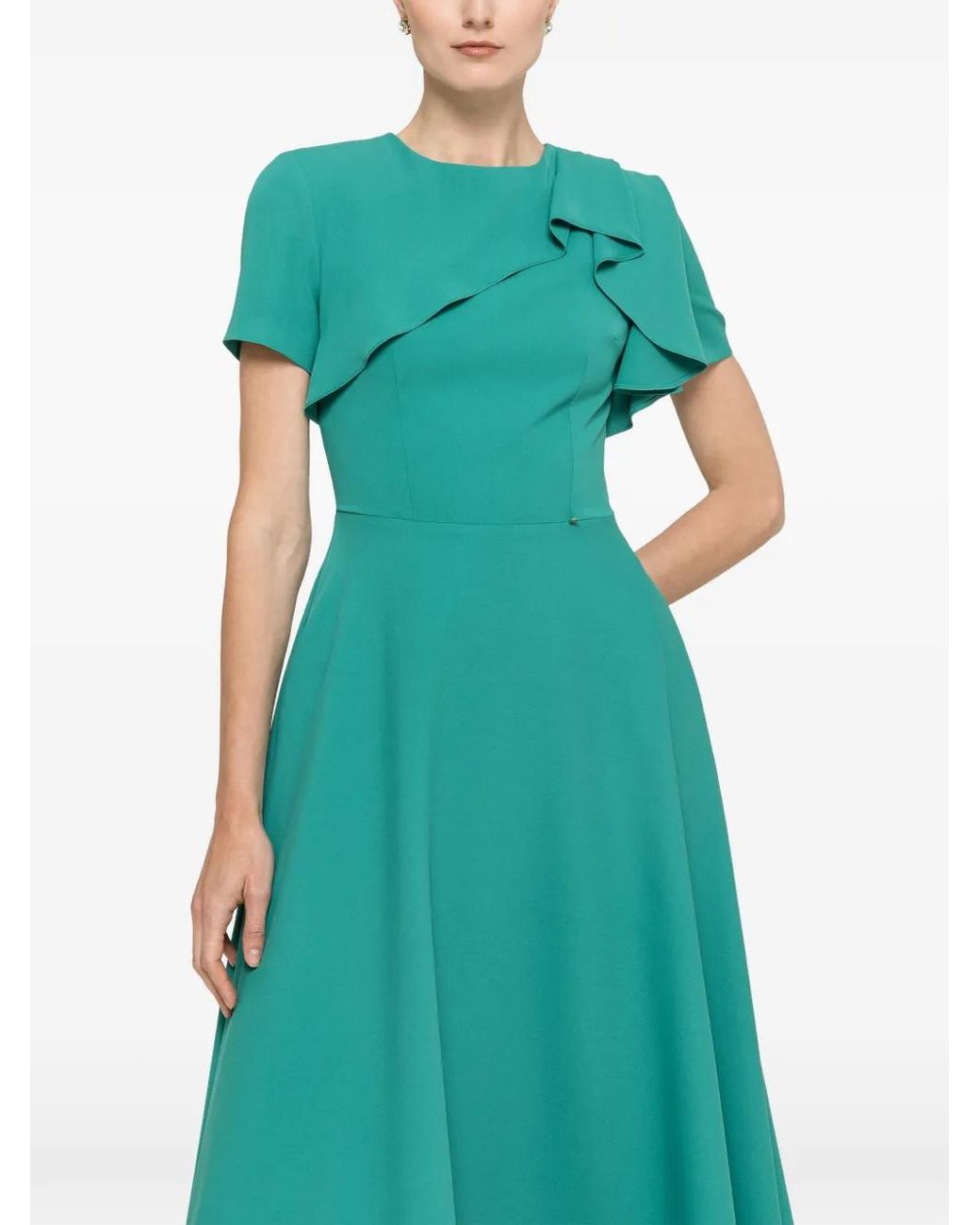 Nissa Green A-Line Midi Dress