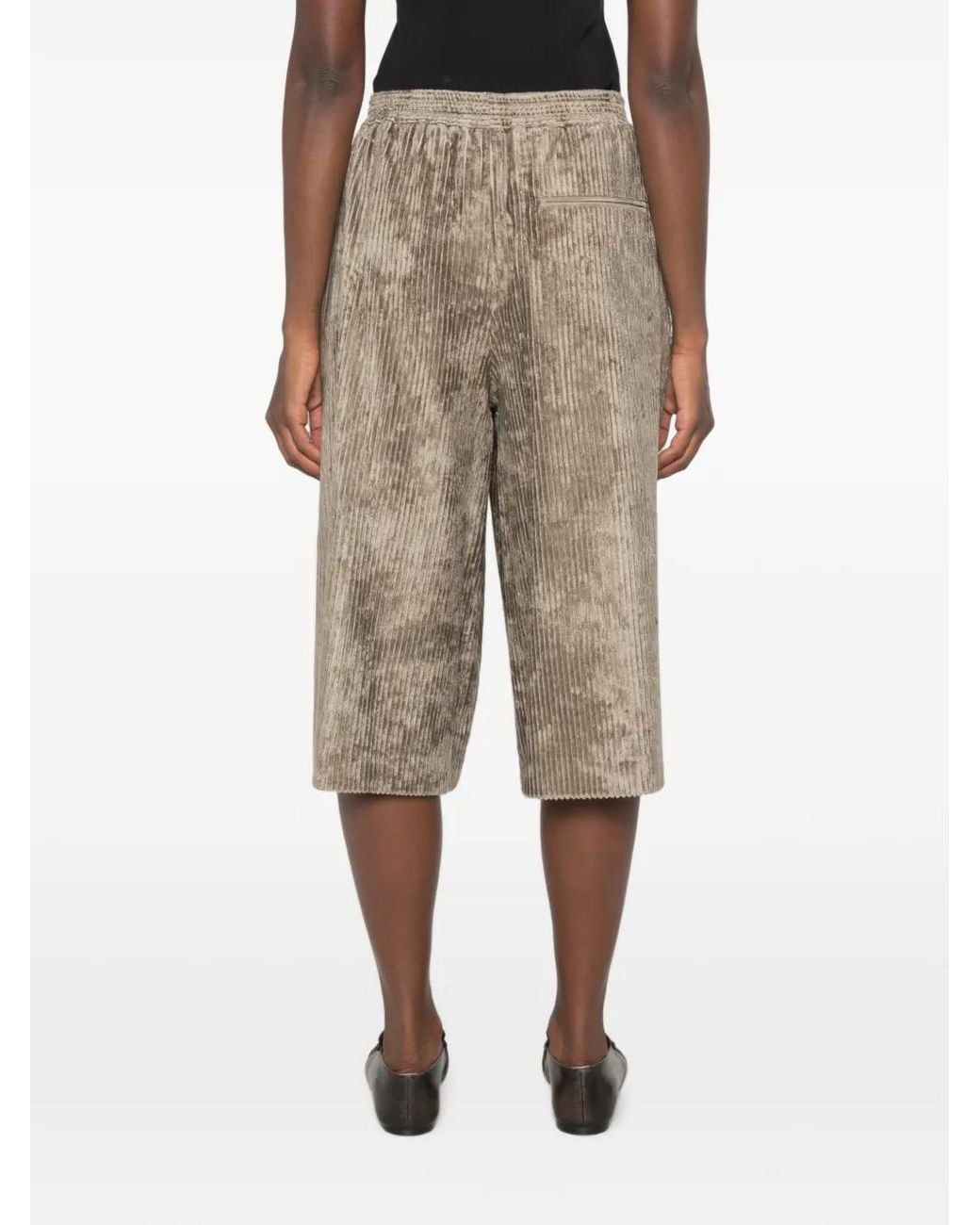 Alysi Natural Corduroy-Effect Knee-Length Shorts