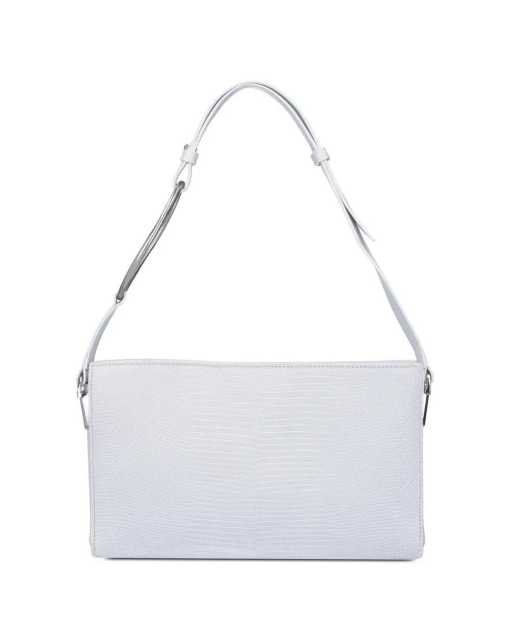 Dondup White Lizard-Effect Tote Bag