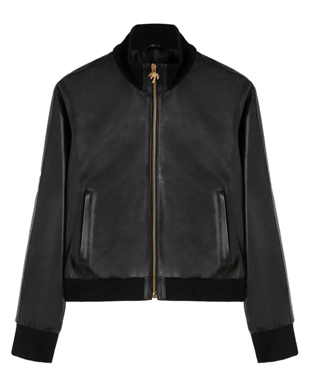 Palm Angels Black Zip-Up Bomber Jacket